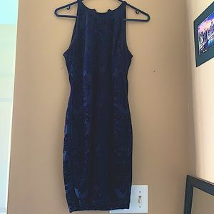 Blue and black shirt dress